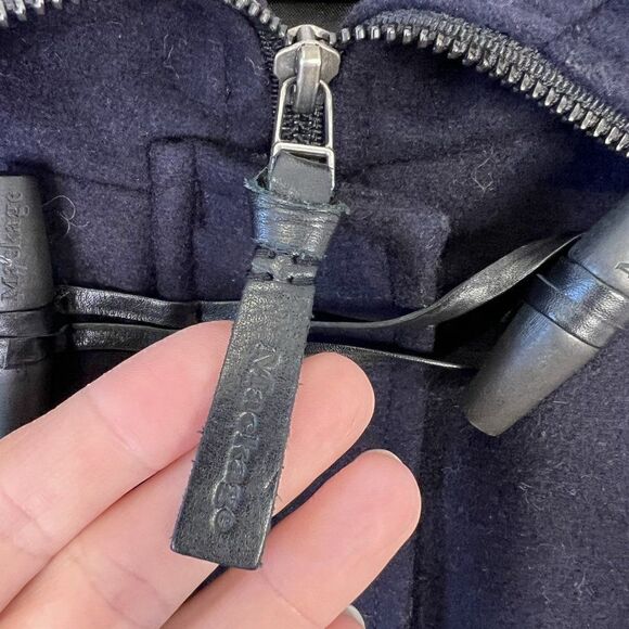 Mackage Zandra Navy Blue Wool & Cashmere Hooded Duffel Coat - Picture 7 of 9